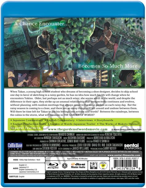 The Garden Of Words Blu Ray On Blu Ray Movie