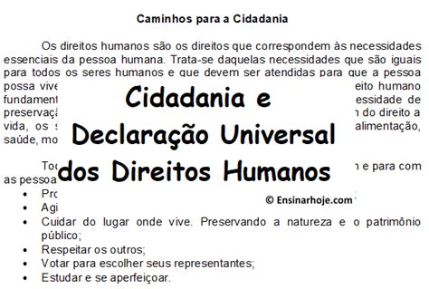 Cidadania E Declara O Universal Dos Direitos Humanos Ensinar Hoje