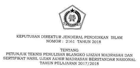 Juknis Penulisan Blangko Ijazah Madrasah Dan Shuambn Tahun Pelajaran