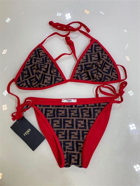 Fendi FF Brown Red Bikini Set ARTLXRY LONDON