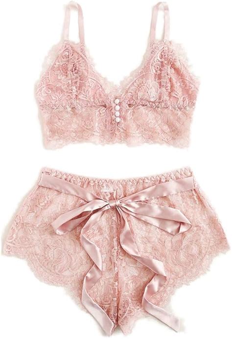 Ensemble De Lingerie Rose Bordure Festonne Et Dentelle Florale