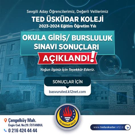 Okula Giriş Bursluluk Sınavı Sonuçları Açıklandı TED Üsküdar Koleji