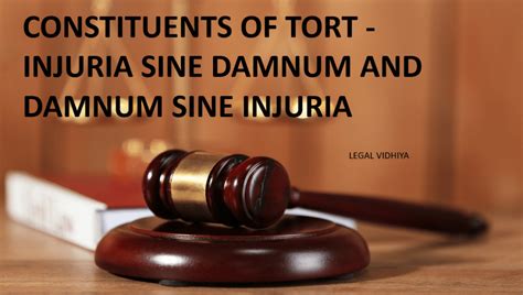 Constituents Of Tort Injuria Sine Damnum And Damnum Sine Injuria