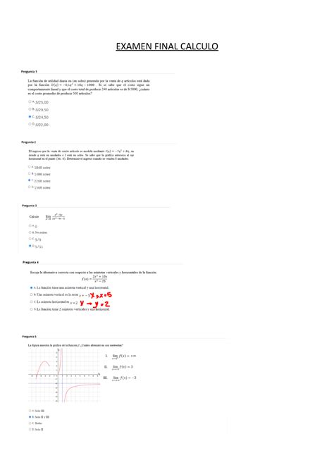 Examen Final De Fundamentos Para El C Lculo Examen Final Calculo