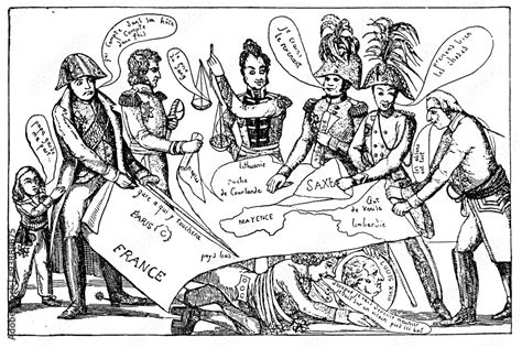 Stockillustratie Caricature Of The Congress Of Vienna 1815 In Which