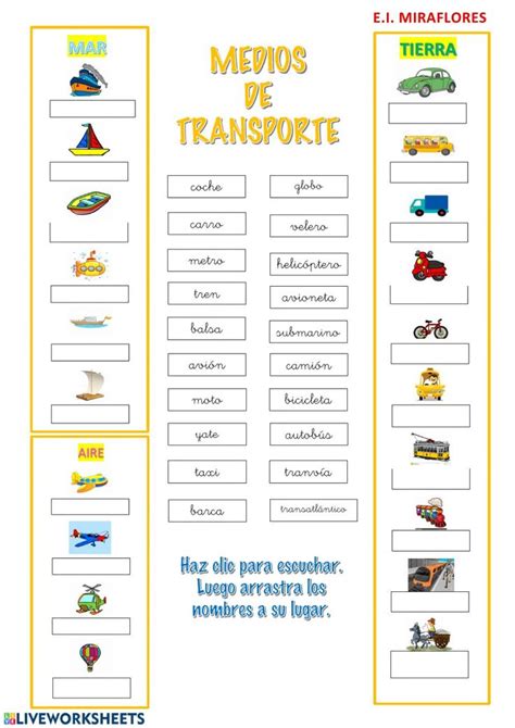 Medios De Transporte Online Worksheet