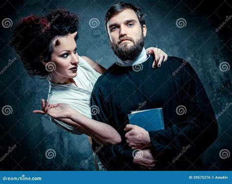 Priest And Devil Stock Photo Image Of Bible Hairstyle 29575276