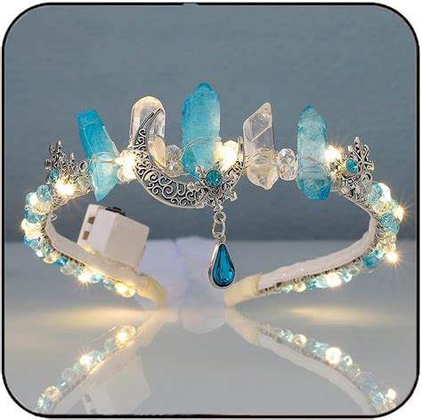 Amazon Yean Light Up Crystal Raw Quartz Headband Led Blue