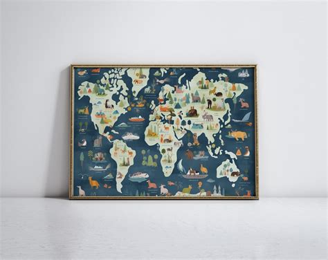 Nursery World Map Poster Kids World Map Decor Kids Map Print - Etsy