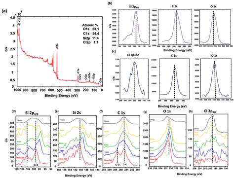 XPS Results A Survey Spectra Of The Test Sample B Si2p C1s And