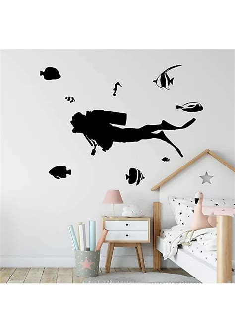 Best Deal 💯 Scuba Diver Wall Decal Ocean Theme Decor V1 By Vwaq 👍