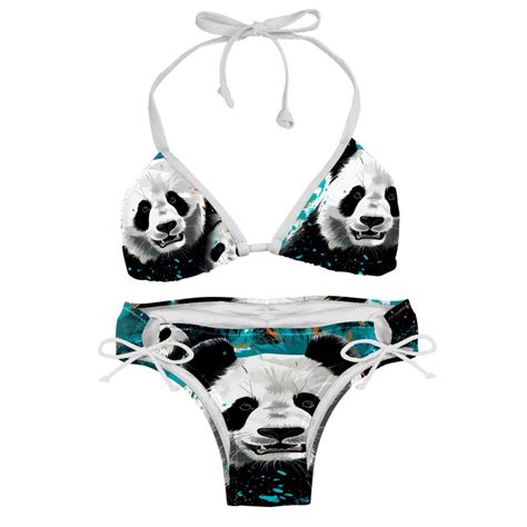 Panda Detachable Sponge Adjustable Strap Bikini Set Two Pack