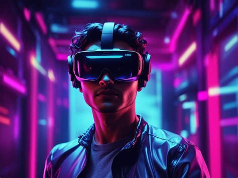 Premium AI Image | Person with vr glasses in neon room