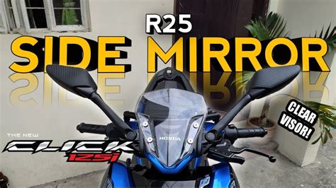 R Medium Stem Side Mirror And Clear Visor Honda Click I Modified