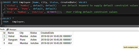 How To Use Default Constraint In Sql Server