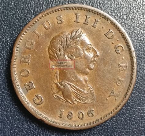 1806 Great Britain George Iii 1 2 Penny Coin 209 Years Old