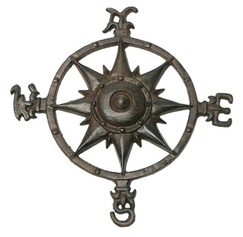 Cast Iron Rustic Compass Rose Sculpture Wall Or Garden Decor Mary B Decorative Art