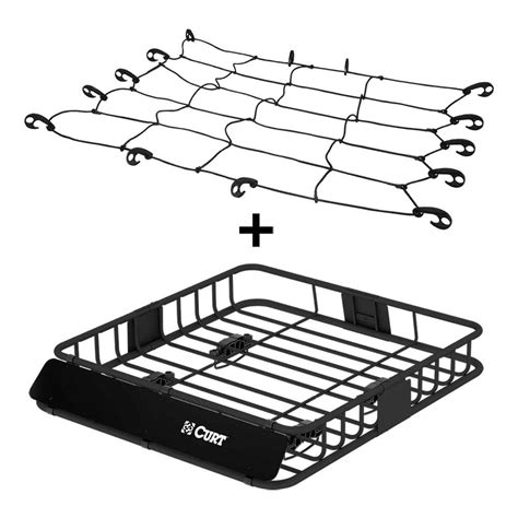 CURT 42 in. x 37 in. Black Steel Roof Rack Cargo Carrier and Cargo Net ...