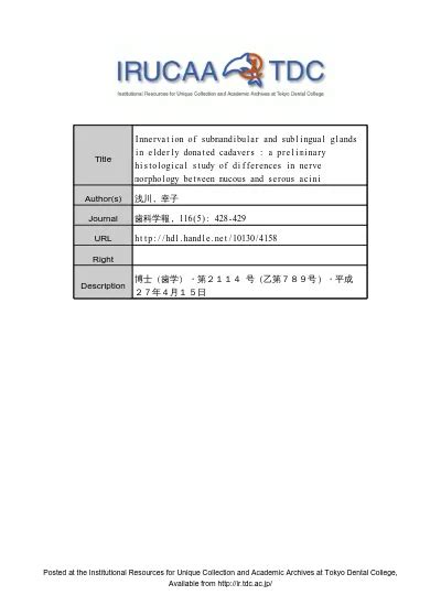 IRUCAA TDC Innervation Of Submandibular And Sublingual Glands In