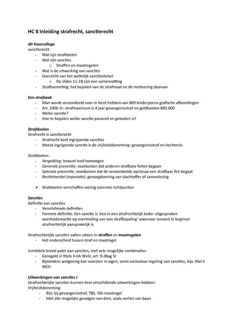 Hc Inleidend Strafrecht Hc Inleiding Strafrecht Sancierecht Dit