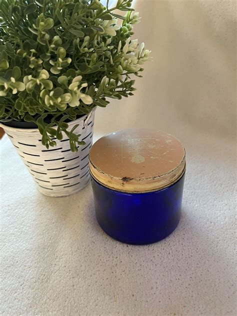 Vintage Noxzema Jar And Lid Original Cobalt Blue Glass Ointment