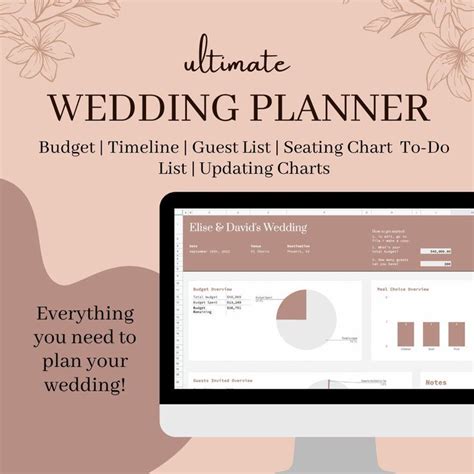 Ultimate Wedding Planner Spreadsheet Template Budget Timeline Seating Chart Etsy