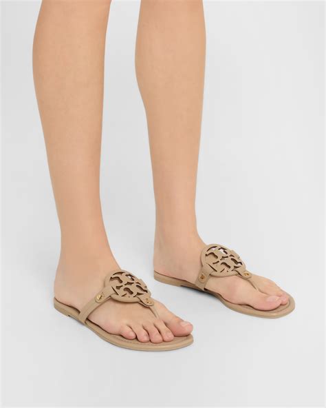 Tory Burch Miller Leather Logo Thong Sandals Neiman Marcus