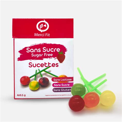 Sucettes Sans sucre Merci Fit Tunisie sans gluten compatible diabétiques