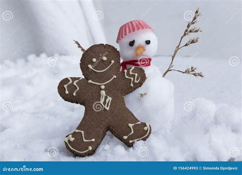 Gingerbread Man And Snowman Stock Image Image Of Tasty Holidays