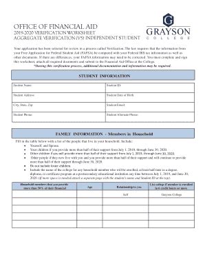 Fillable Online Aggregate Verification Worksheet V