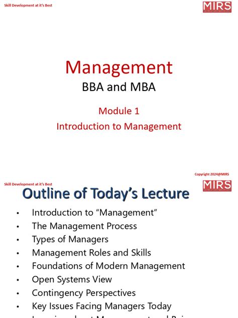 Management Bba Mba Module 1 Introduction To Management Pdf Business