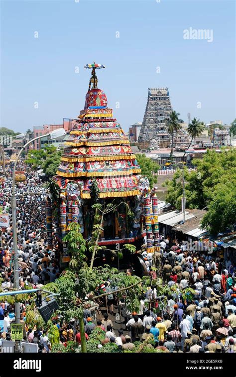 Temple Chariot Procession During Kapaleeshvara Temple Festival In