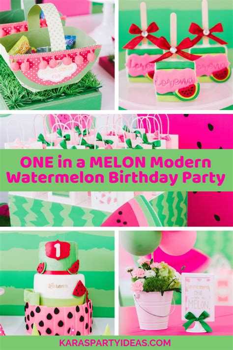 Karas Party Ideas One In A Melon Modern Watermelon Birthday Party Karas Party Ideas