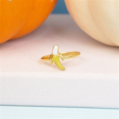 Banana Ring Gold Banana Ring Yellow Enamel Ring Fruit Ring - Etsy