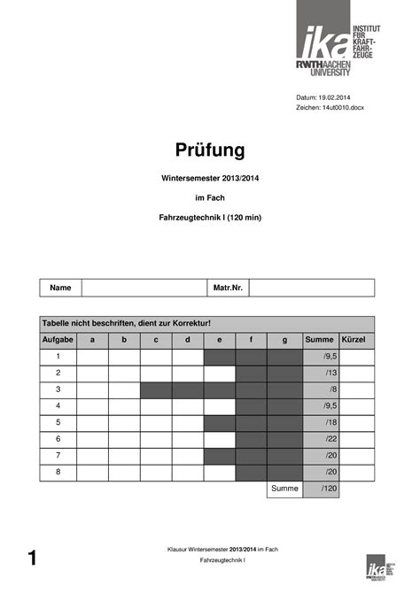 Prüfung 19 Februar 2014 Fragen und Antworten WS 2013 14 Klausur