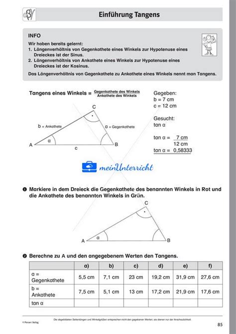 Trigonometrie Rechtwinklige Dreiecke Teil Meinunterricht