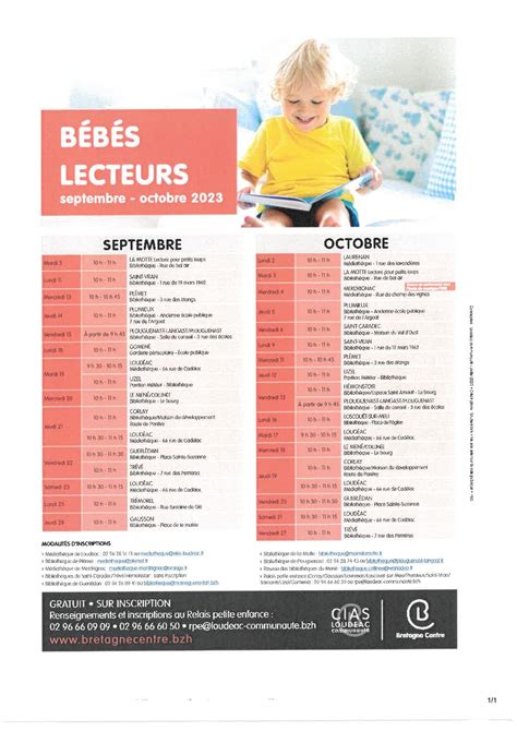 Bébés lecteurs et espace parents enfants programme de septembre et