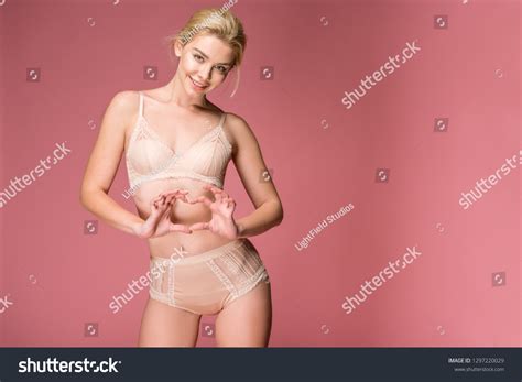 Beautiful Woman Lingerie Showing Heart Symbol Stock Photo Shutterstock