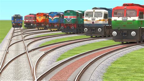 One By One Trains Crossing Branched Curved Tracks Train Simulator