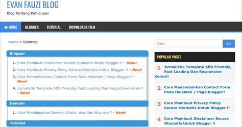 Tutorial Cara Membuat Halaman Sitemap Keren Di Blogger Evan Fauzi Blog