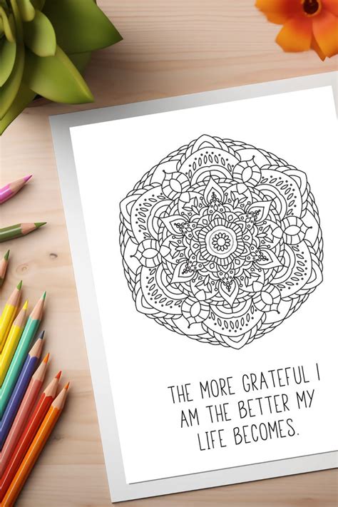 12 Gratitude Mandala Colouring Pages I Instant Download I Printable I