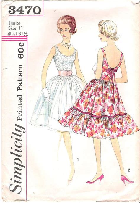 Vintage S Simplicity Cocktail Dress Sewing Pattern Retro