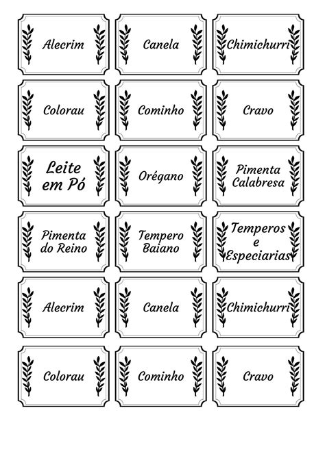 Lista De Temperos Para Imprimir Rectory