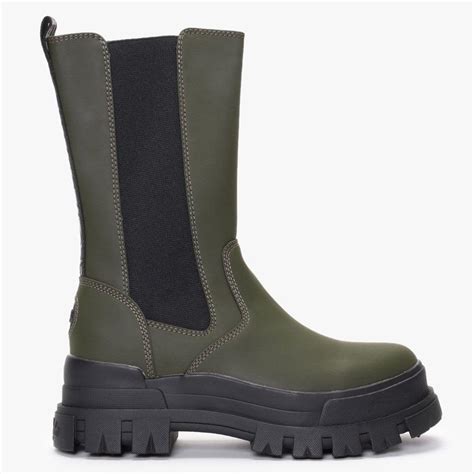 Buffalo Aspha Clf Vegan Khaki Hi Rain Chelsea Boots In Black Lyst Uk