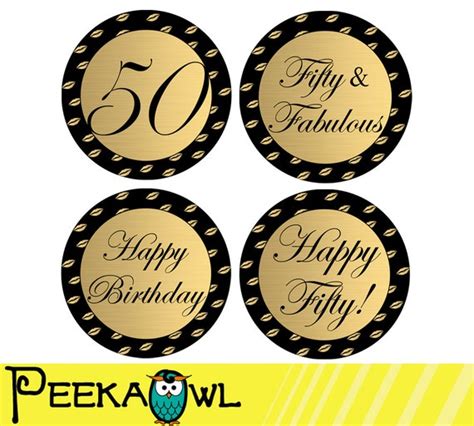 Instant Download 50th Birthday Cupcake Toppers 50th And Etsy