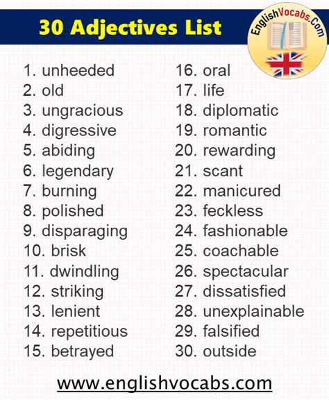 List Of Adjectives Useful Adjectives Examples In English 8a1