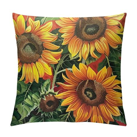 Nawypu Sunflower Throw Pillow Cover Couch Pillow Case Square Outdoor