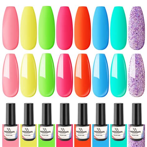 Neon Gel Nail Polish Set Summer Neon Orange Hot Pink Yellow Green Blue Purple