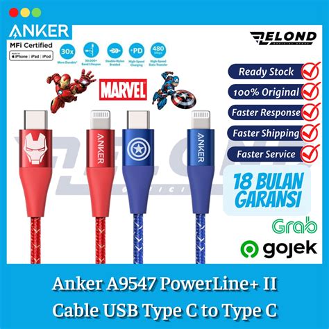 Jual Kabel Charger Anker X Marvel Powerlineii Usb C To Lightning 6ft