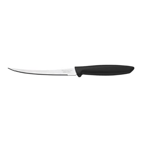 Tramontina Plenus Narrow Serrated Tomato Paring Knife Black 13cm